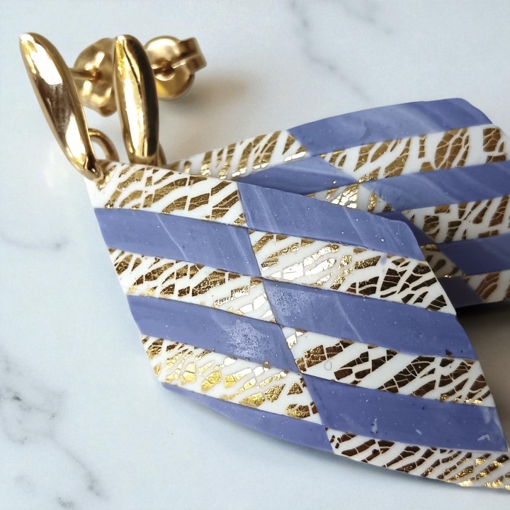 Boucles d'oreilles, pendants, pièce unique, artisan créateur, argile polymère, fimo, art, finesse, passion, délicatesse, losange