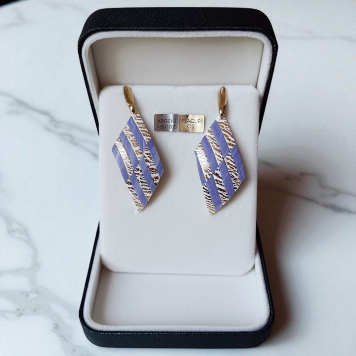 Boucles d'oreilles, pendants, pièce unique, artisan créateur, argile polymère, fimo, art, finesse, passion, délicatesse, losange