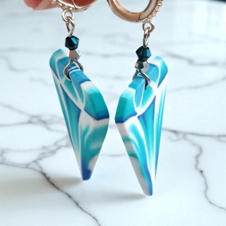 Boucles d'oreilles, pendants, pièce unique, artisan créateur, argile polymère, fimo, art, finesse, passion, délicatesse, diamant