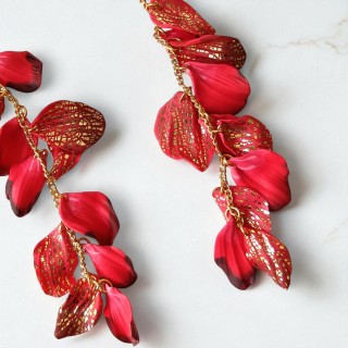 Boucles d'oreilles, pendants, pièce unique, artisan créateur, argile polymère, fimo, art, finesse, passion, délicatesse, cascade