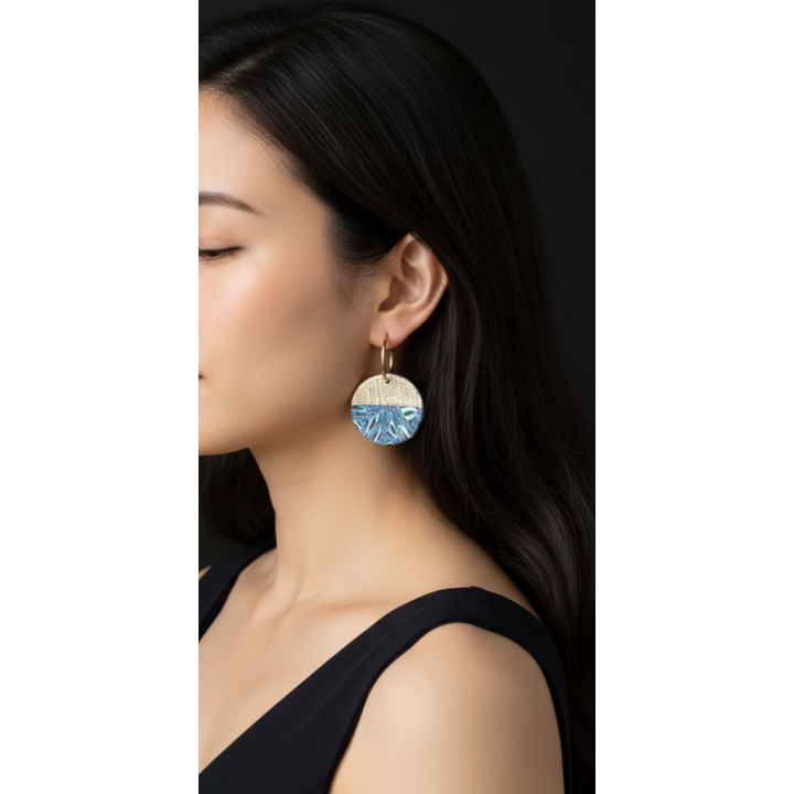 Boucles d'oreilles, pendants, pièce unique, artisan créateur, argile polymère, fimo, art, finesse, passion, délicatesse, ronde