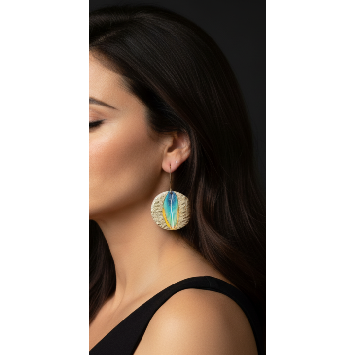 Boucles d'oreilles, pendants, pièce unique, artisan créateur, argile polymère, fimo, art, finesse, passion, délicatesse, ronde