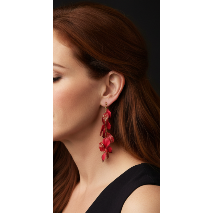 Boucles d'oreilles, pendants, pièce unique, artisan créateur, argile polymère, fimo, art, finesse, passion, délicatesse, cascade