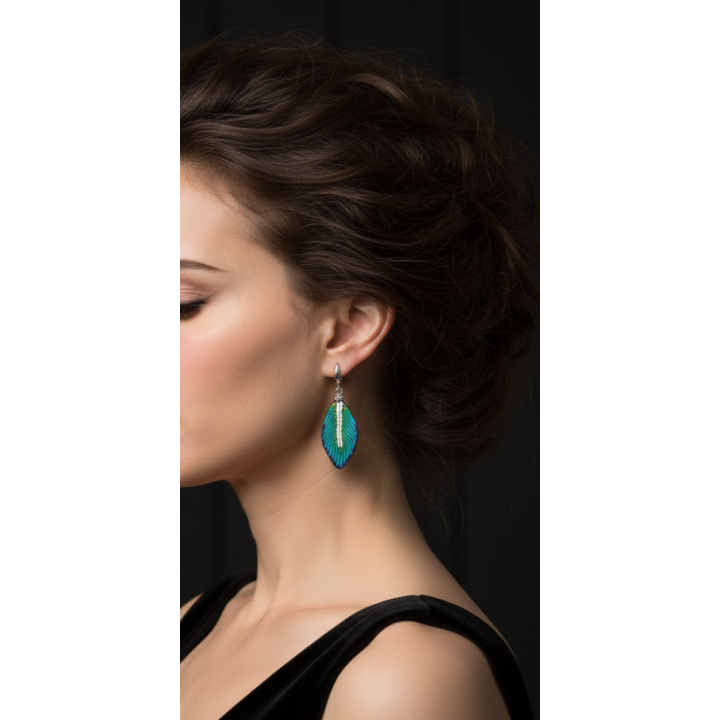 Boucles d'oreilles, pendants, pièce unique, artisan créateur, argile polymère, fimo, art, finesse, passion, délicatesse, plume